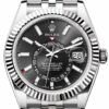 Rolex Sky Dweller Black Dial 18K White Gold Bezel Steel Jubilee Men's Watch 326934