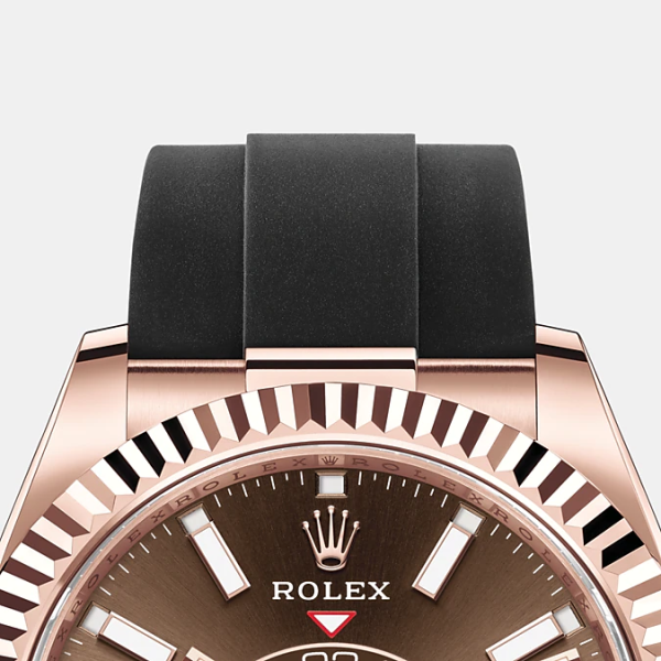 Rolex Sky-Dweller 42mm, 18k Everose Gold, Oysterflex, Ref# 326235-0005