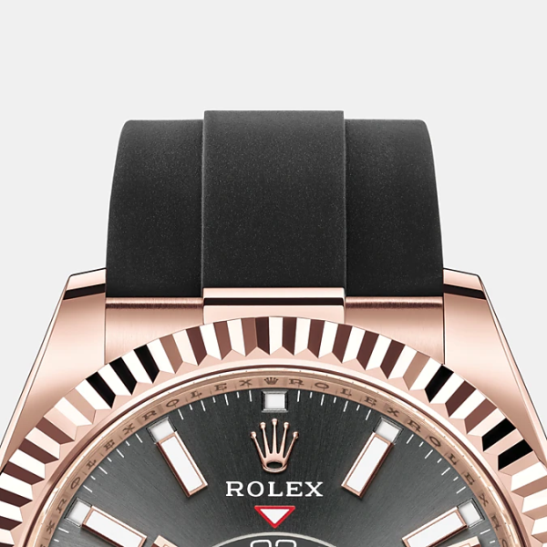 Rolex Sky-Dweller 42mm, 18k Everose Gold, Oysterflex, Ref# 326235-0006