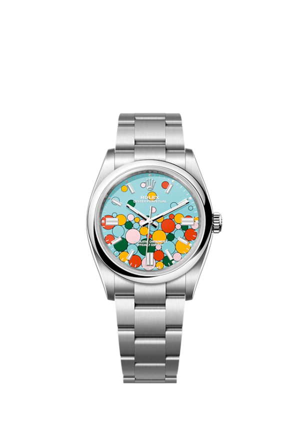 Rolex Oyster Perpetual 36, Oystersteel, 36mm, Turquoise Celebration Motif Dial, Ref# 126000-0009