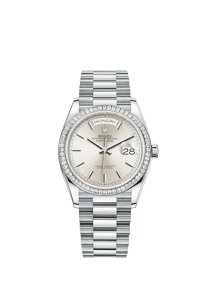 Rolex Day-Date, 36mm, Platinum and Diamonds, Ref# 128396tbr-0004