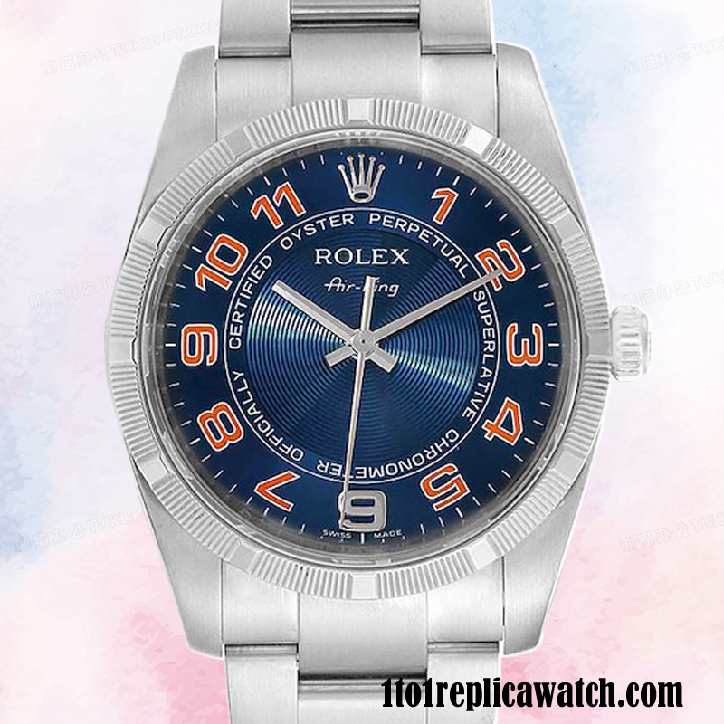 1:1 replica Rolex Air-king Rolex Calibre 2813 114210BLAO Men's Blue Dial